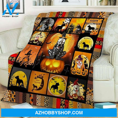 Pit Bull Halloween Blanket Pumkin Pibull Dog Halloween Day Fleece Blanket Home Decor Bedding Couch Sofa Soft And Comfy Cozy
