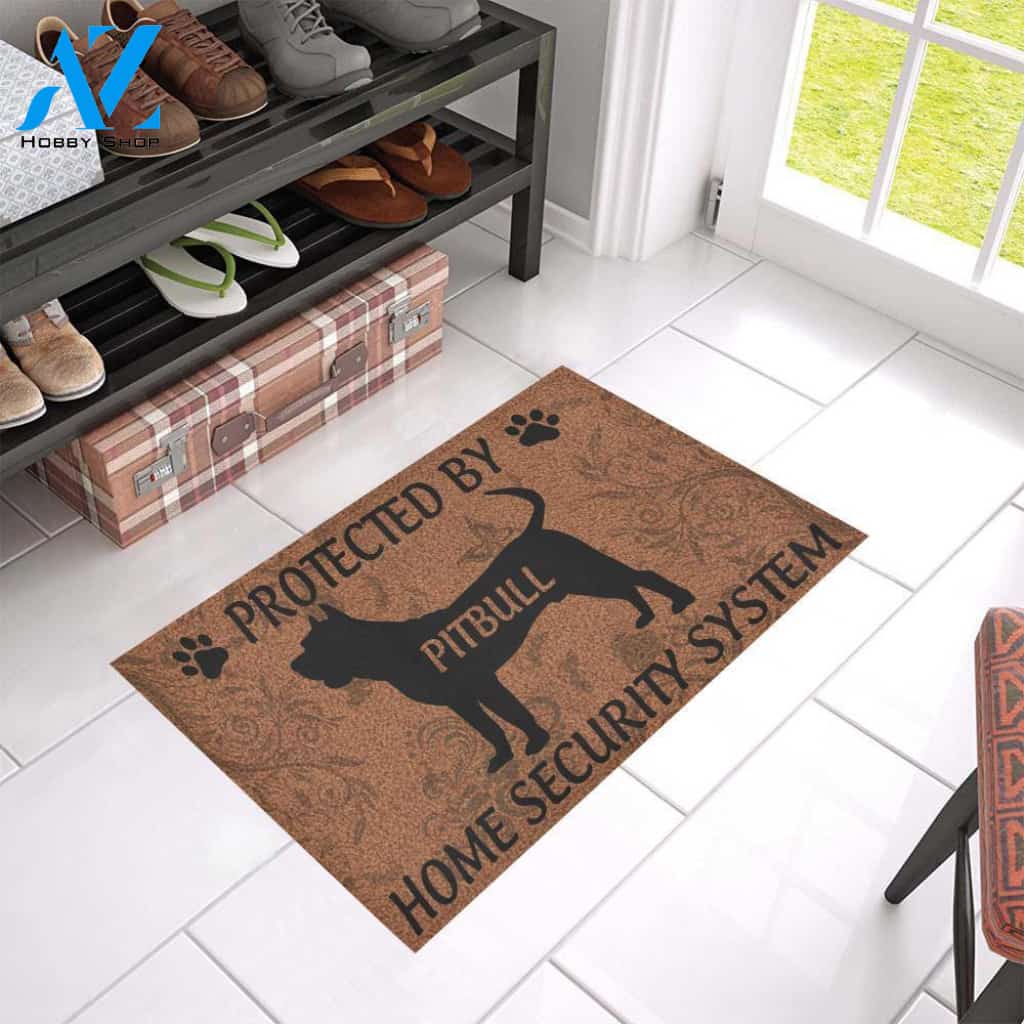 Pit Bull Home Security System Doormat | Welcome Mat | House Warming Gift