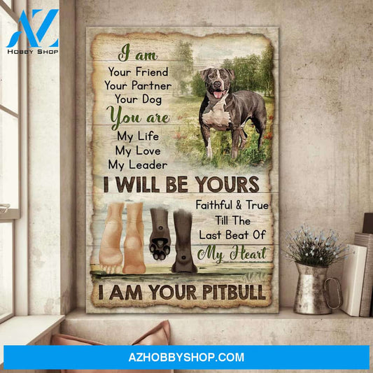 Pit bull - I am your friend faithfully and true Portrait Canvas Prints, Wall Art