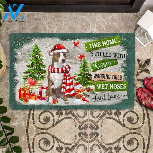 Pit Bull This Home Is Filled With Kisses Christmas Dog Doormat
