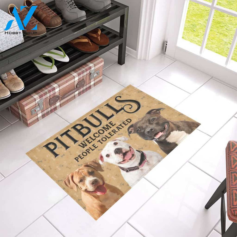 Pit Bull Welcome People Tolerated Doormat | Welcome Mat | House Warming Gift
