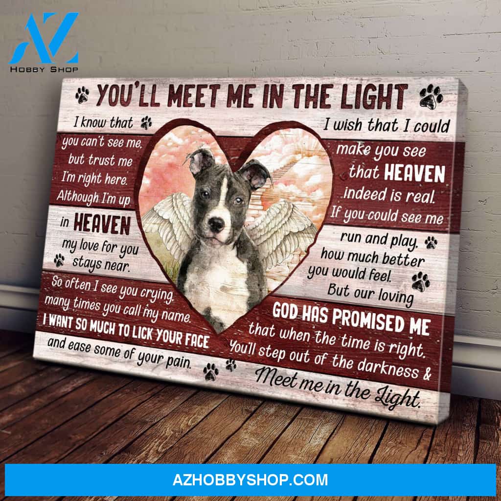 Pit bull - You'll meet me in the light Landscape Canvas Prints, Wall Art