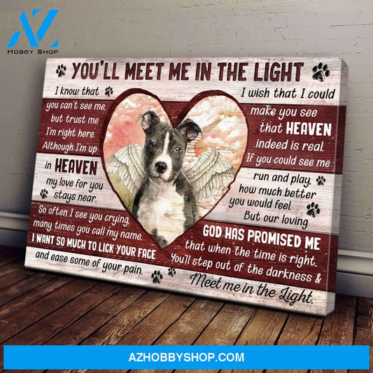 Pit bull - You'll meet me in the light Landscape Canvas Prints, Wall Art