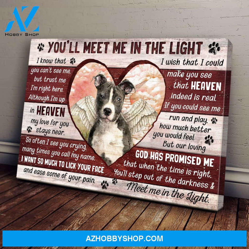 Pit bull - You'll meet me in the light Landscape Canvas Prints, Wall Art