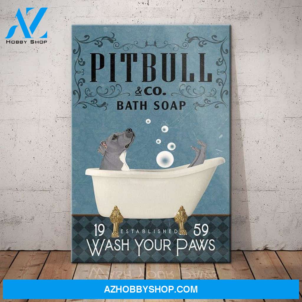 Pitbull Dog Bath Soap Company Canvas Wall Art, Wall Decor Visual Art