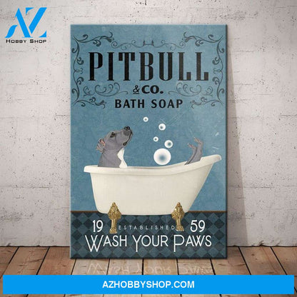 Pitbull Dog Bath Soap Company Canvas Wall Art, Wall Decor Visual Art