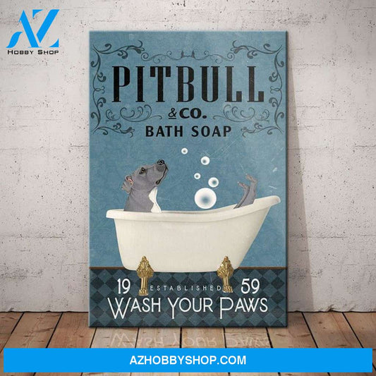 Pitbull Dog Bath Soap Company Canvas Wall Art, Wall Decor Visual Art