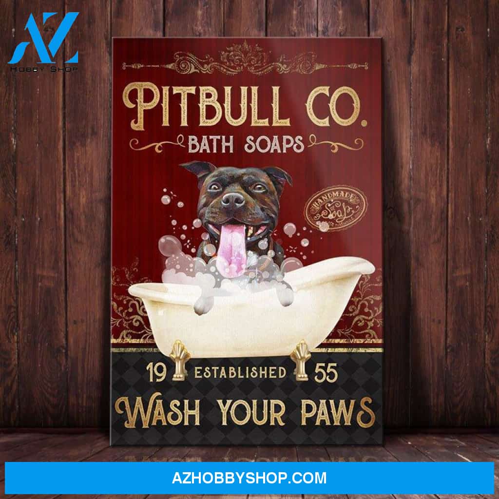 Pitbull Dog Bath Soap Company Canvas Wall Art, Wall Decor Visual Art