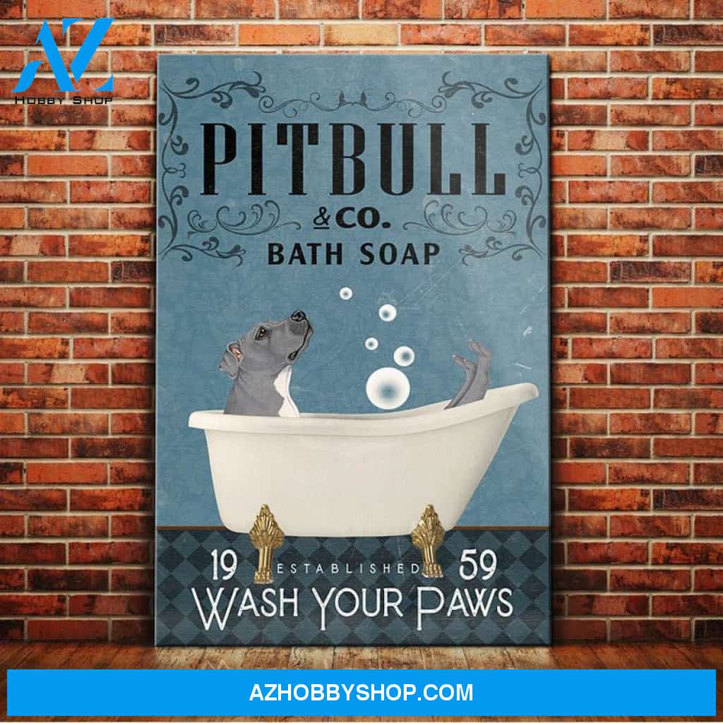 Pitbull Dog Bath Soap Company Canvas Wall Art, Wall Decor Visual Art
