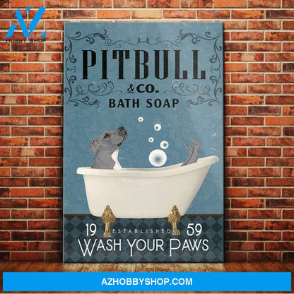 Pitbull Dog Bath Soap Company Canvas Wall Art, Wall Decor Visual Art