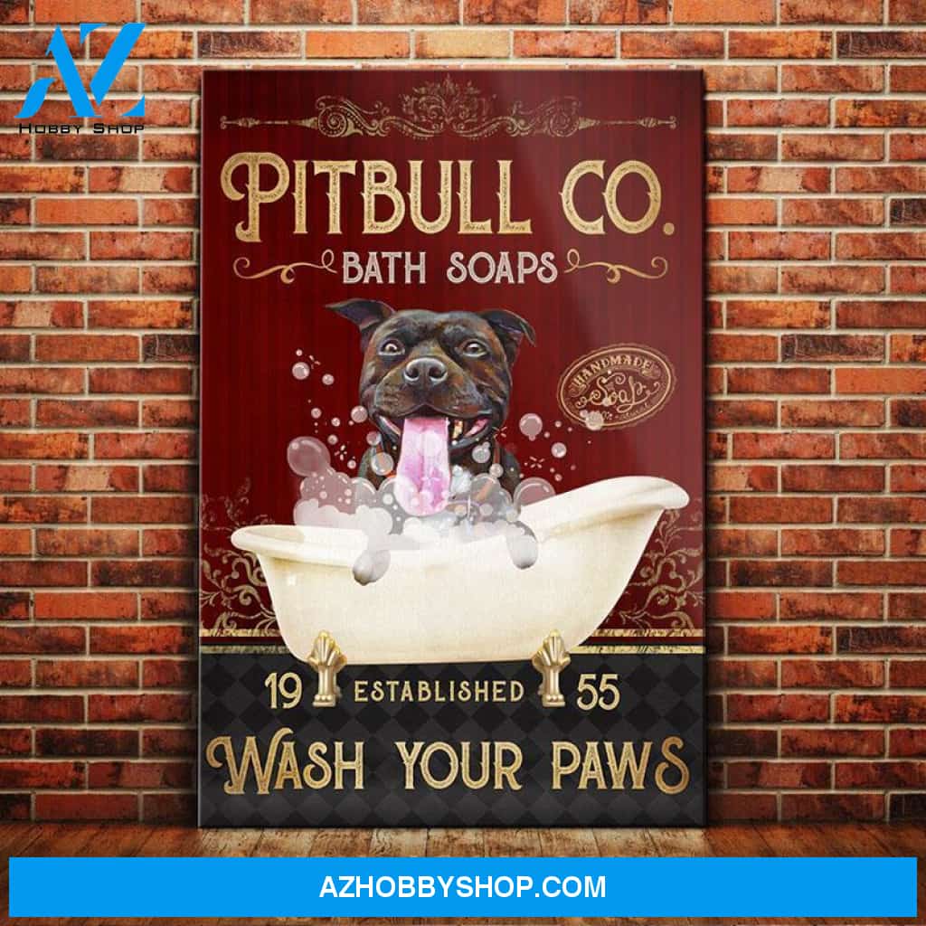 Pitbull Dog Bath Soap Company Canvas Wall Art, Wall Decor Visual Art