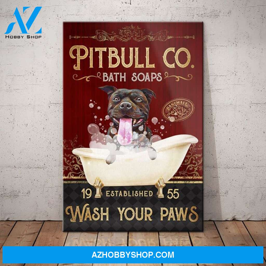 Pitbull Dog Bath Soap Company Canvas Wall Art, Wall Decor Visual Art
