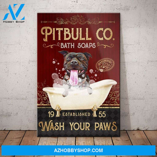 Pitbull Dog Bath Soap Company Canvas Wall Art, Wall Decor Visual Art