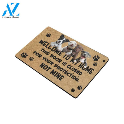Pitbull For Your Protection Not Mine Doormat Indoor And Outdoor Mat Entrance Rug Sweet Home Decor Housewarming Gift Gift For Friend Family Stem Feminist