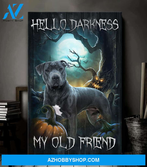 Pitbull - Hello Darkness my old friend - Dog Portrait Canvas Prints, Wall Art