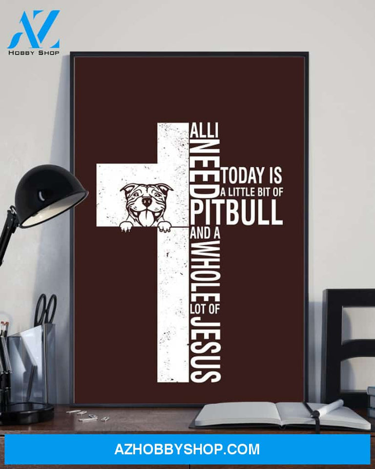 Pitbull Jesus Cross Easter Canvas And Poster, Wall Decor Visual Art, Wall Poster, My Poster Wall