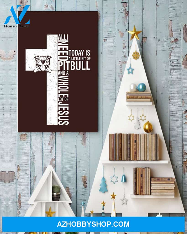 Pitbull Jesus Cross Easter Canvas And Poster, Wall Decor Visual Art, Wall Poster, My Poster Wall