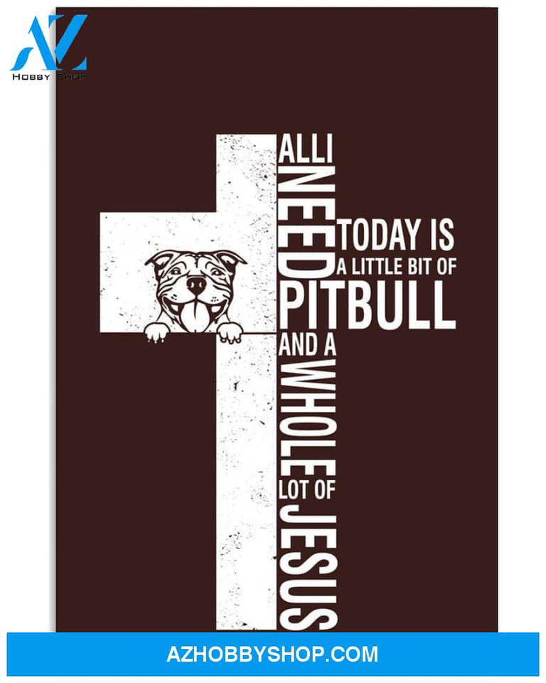 Pitbull Jesus Cross Easter Canvas And Poster, Wall Decor Visual Art, Wall Poster, My Poster Wall