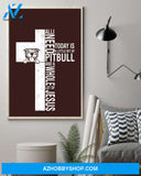 Pitbull Jesus Cross Easter Canvas And Poster, Wall Decor Visual Art, Wall Poster, My Poster Wall
