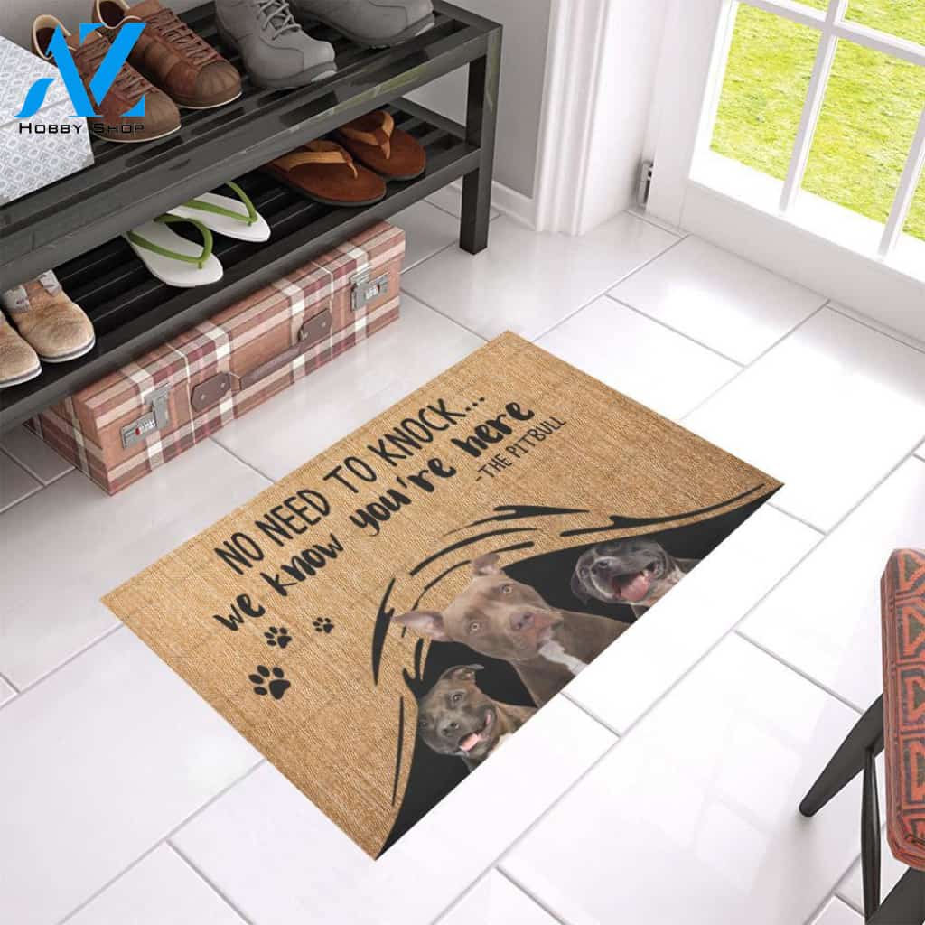 Pitbull No Need To Knock doormat | Welcome Mat | House Warming Gift
