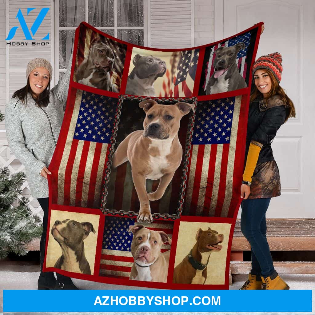 Pitbull Premium Blanket American Flag Fleece Blanket