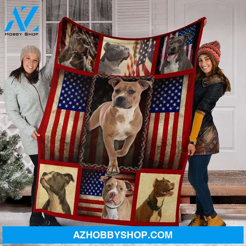 Pitbull Premium Blanket American Flag Fleece Blanket