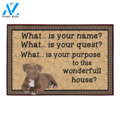 Pitbull What Is Your Name Doormat Indoor And Outdoor Mat Entrance Rug Sweet Home Decor Housewarming Gift Gift For Friend Family Stem Feminist