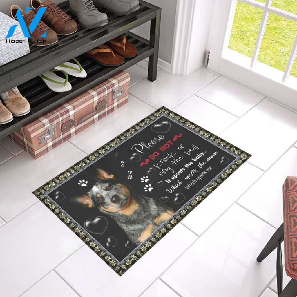 Please Do Not Knock Or Ring The Bell It's Upsets The Baby Heeler Dog Doormat Welcome Mat Housewarming Gift Home Decor Funny Doormat Gift For Dog Lovers
