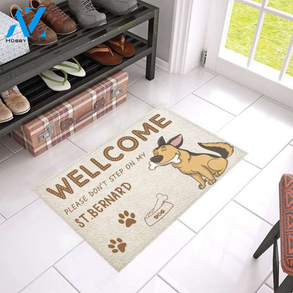Please Don't Step On My St Bernard Printed Doormat Home Decor