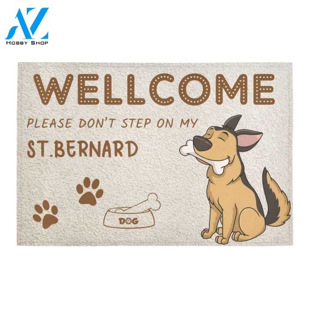 Please Don't Step On My St Bernard Printed Doormat Home Decor