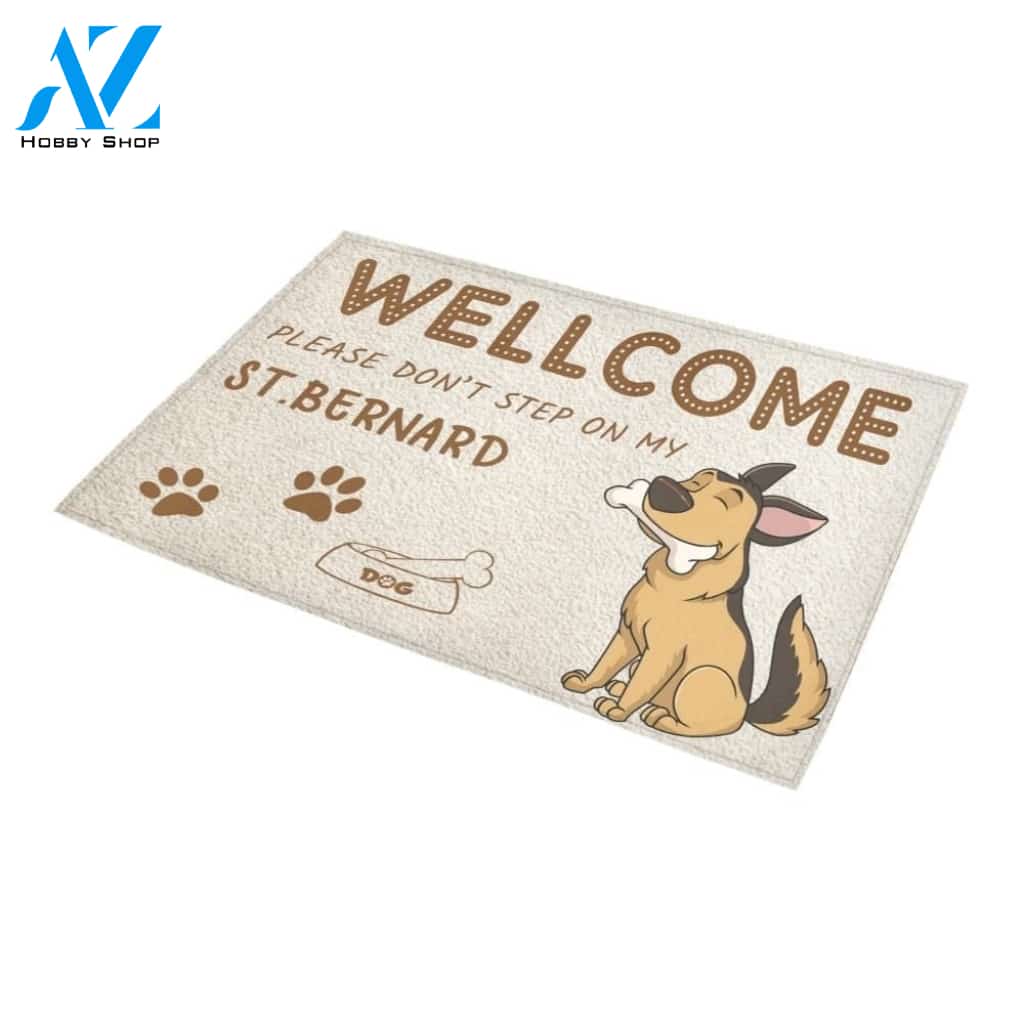 Please Don't Step On My St Bernard Printed Doormat Home Decor