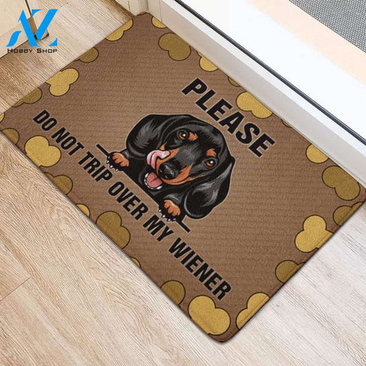 Please Don't Trip Over My Wiener Funny Indoor And Outdoor Doormat Gift For Dachshund Dog Lovers Decor Warm House Gift Welcome Mat