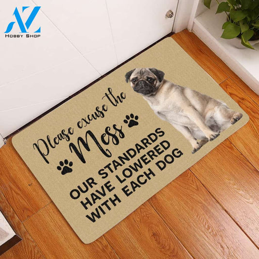 Please Excuse The Mess Our Standards Have Lowered With Each Dog Easy Clean Welcome DoorMat | Felt And Rubber | 40x60 cm | 45x75 cm | 60x90 cm | Colorful | DO1501