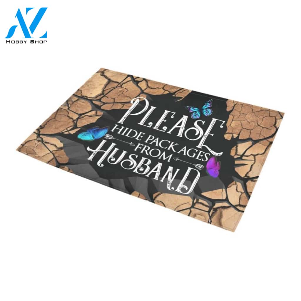 Please Hide Packages From Husband Doormat Indoor And Outdoor Mat Entrance Rug Sweet Home Decor Housewarming Gift Gift For Friend Family Stem Feminist