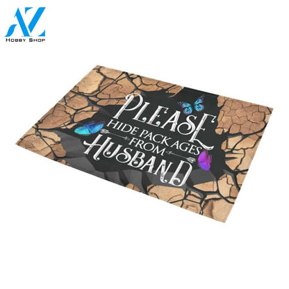 Please Hide Packages From Husband Doormat Indoor And Outdoor Mat Entrance Rug Sweet Home Decor Housewarming Gift Gift For Friend Family Stem Feminist