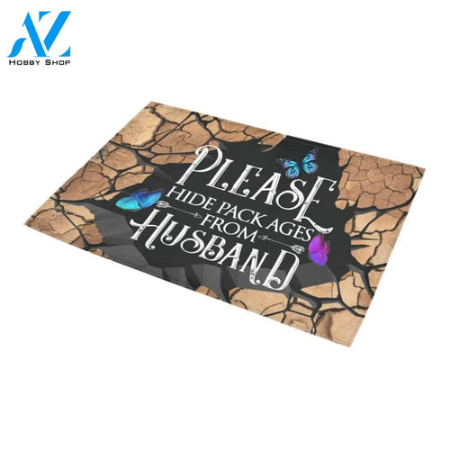 Please Hide Packages From Husband Doormat Indoor And Outdoor Mat Entrance Rug Sweet Home Decor Housewarming Gift Gift For Friend Family Stem Feminist