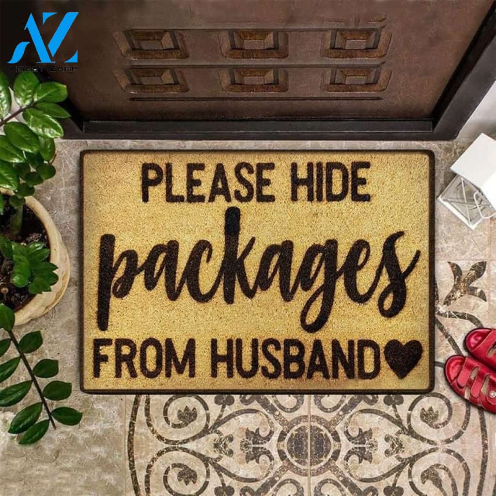 Please Hide Packages From Husband Funny Indoor And Outdoor Doormat Warm House Gift Welcome Mat Birthday Gift For Wife Christmas Decor