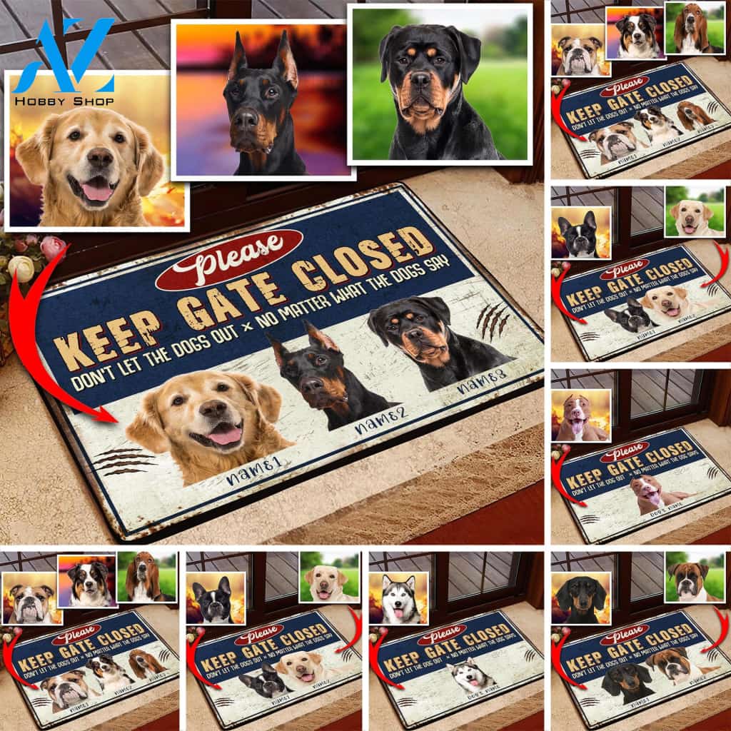 Please Keep Gate Closed Dog Lovers Doormat, Custom Dog Photo Doormat