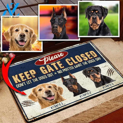 Please Keep Gate Closed Dog Lovers Doormat, Custom Dog Photo Doormat