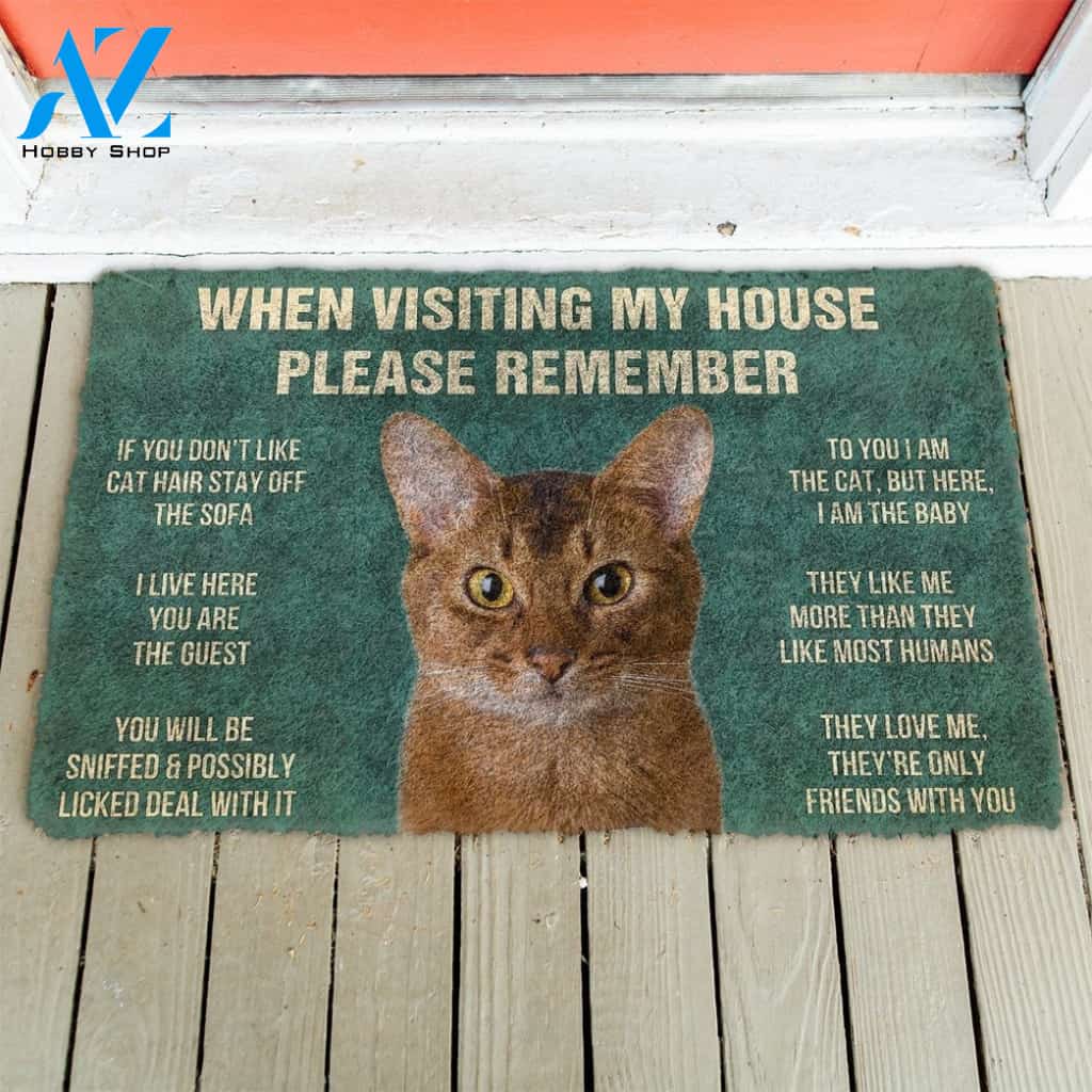 Gearhumans GearHuman 3D Please Remember Abyssinian Cats House Rules Doormat