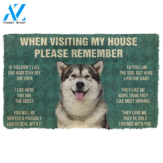 Gearhumans GearHuman 3D Please Remember Alaskan Malamute Dogs House Rules Custom Doormat