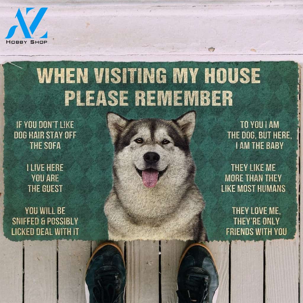Gearhumans GearHuman 3D Please Remember Alaskan Malamute Dogs House Rules Custom Doormat
