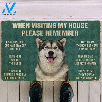 Gearhumans GearHuman 3D Please Remember Alaskan Malamute Dogs House Rules Custom Doormat