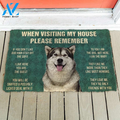 Gearhumans GearHuman 3D Please Remember Alaskan Malamute Dogs House Rules Custom Doormat