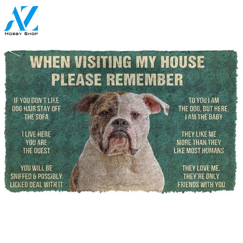 Gearhumans GearHuman 3D Please Remember American Bulldog Dog's House Rules Custom Doormat