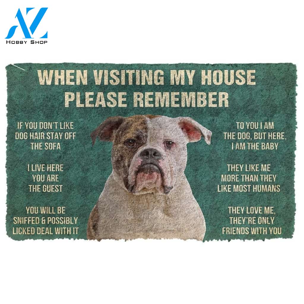 Gearhumans GearHuman 3D Please Remember American Bulldog Dog's House Rules Custom Doormat