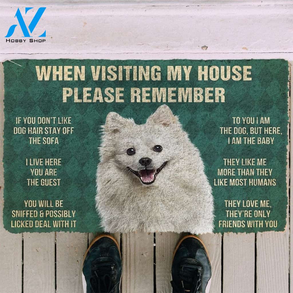 Gearhumans GearHuman 3D Please Remember American Eskimo Dogs House Rules Custom Doormat
