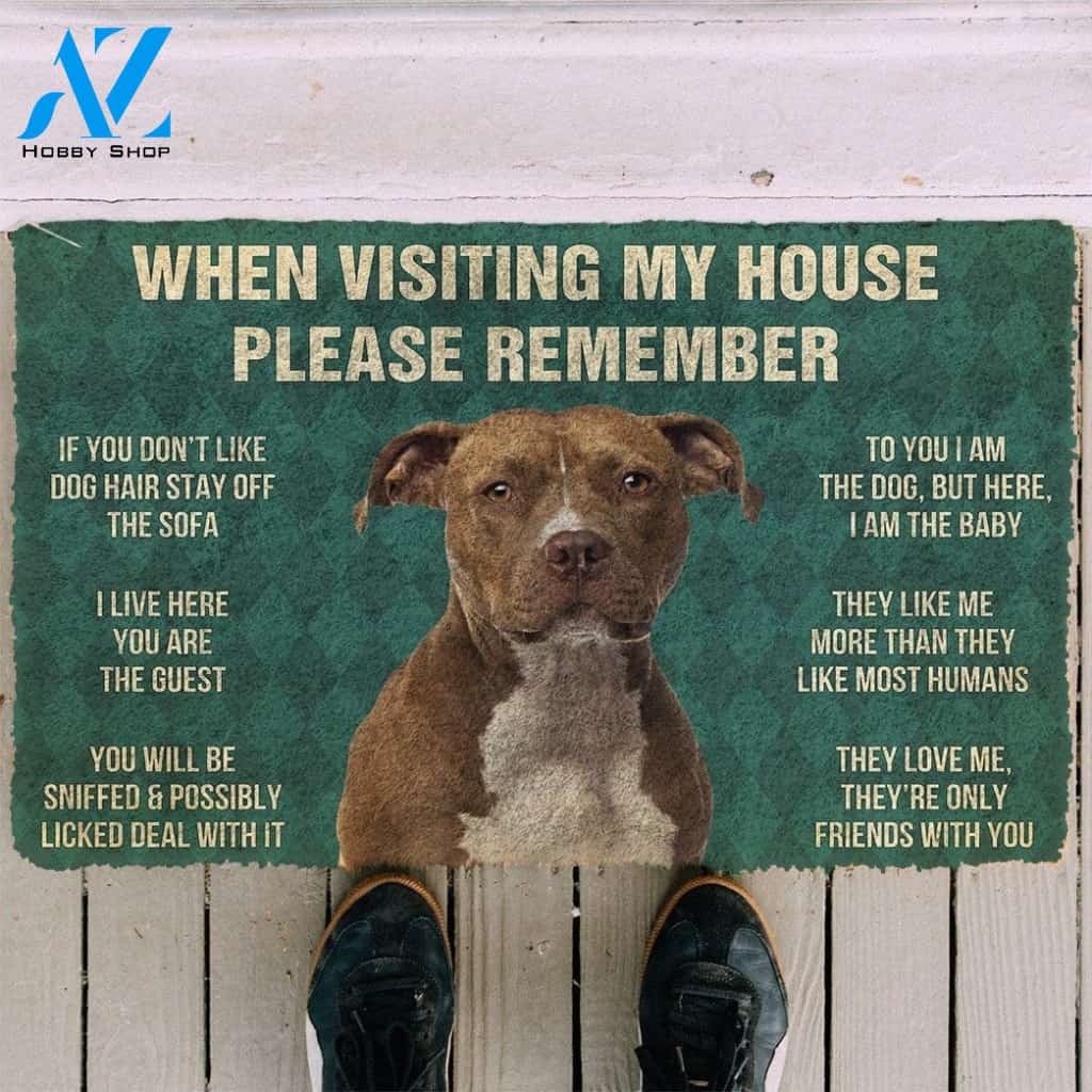 Please Remember AMERICAN STAFFORDSHIRE TERRIER House Rules Funny Indoor And Outdoor Doormat Welcome Mat Gift For Dog Lovers