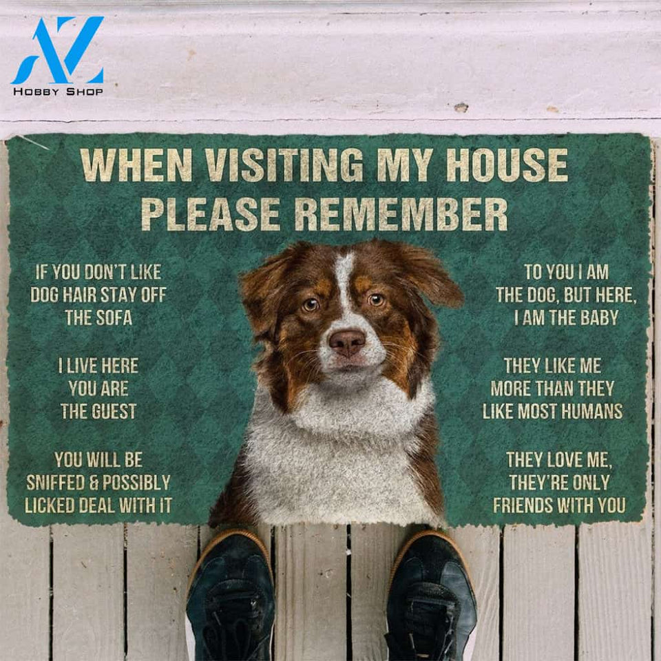 Gearhumans GearHuman 3D Please Remember Australian Shepherd Dogs House Rules Custom Doormat
