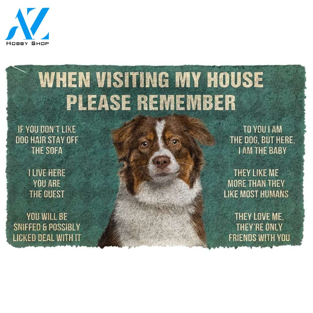 Gearhumans GearHuman 3D Please Remember Australian Shepherd Dogs House Rules Custom Doormat